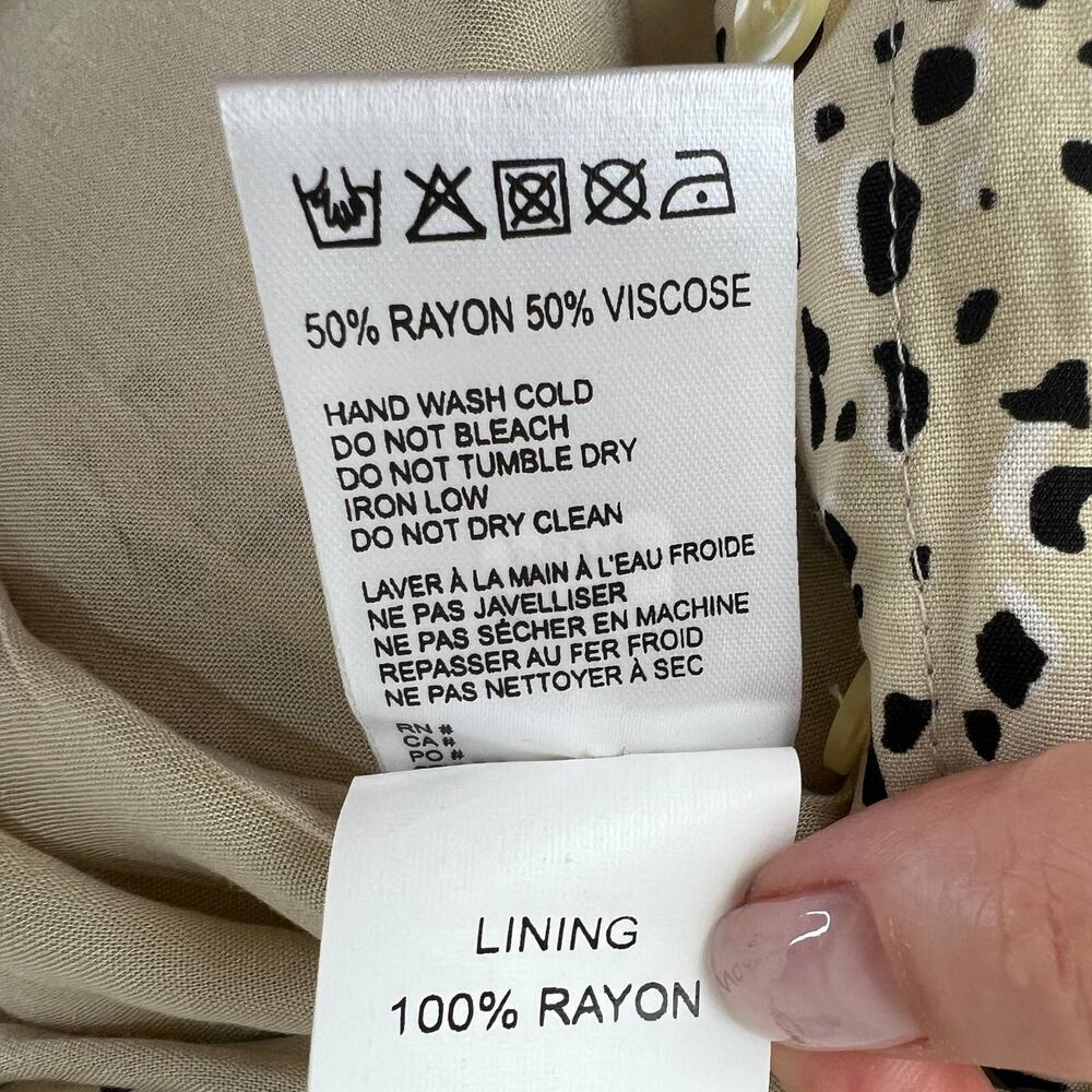 NWT Rue Stiic Long Sleeve Priscilla Bellagio Casual Mini Dress Beige Black M NEW - Picture 10 of 10